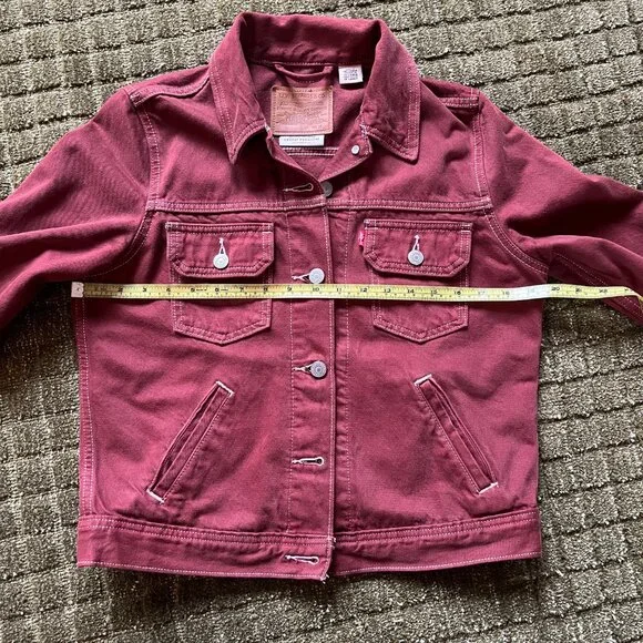 Levi's Utility Original Trucker Jacket Red Garment Dye - Medium - Picture 6 of 7